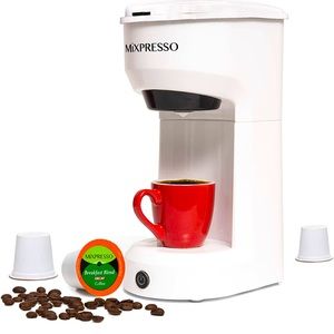 Mixpresso Design 2 in 1 Coffee Brewer Pods Compatible & Ground Coffee 14 oz